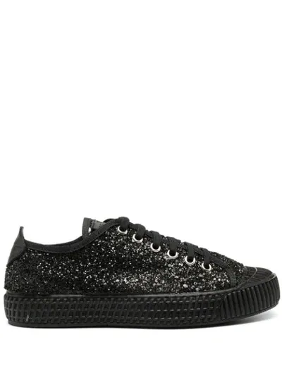 Car Shoe Glitter Low-top Trainers In Black