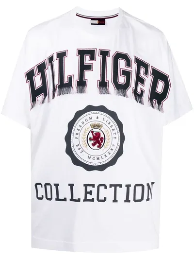 Tommy Hilfiger Logo Print Short-sleeved T-shirt In White