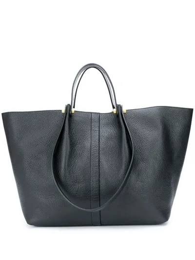 Allsaints Allington Double Handle Leather Tote In Black