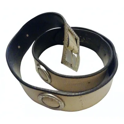 Pre-owned Versace Leather Belt In Ecru