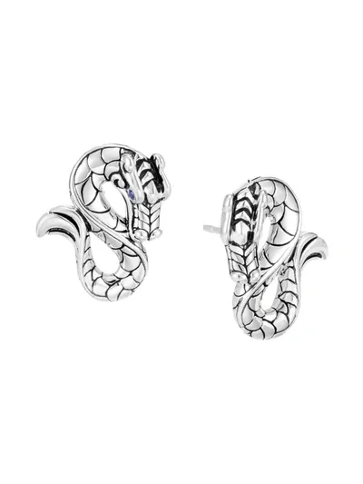 John Hardy Women's Naga Dragon Silver & Blue Sapphire Stud Earrings