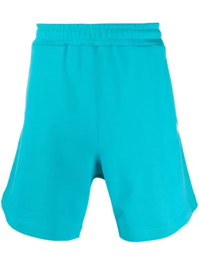 Msgm Logo Patch Track Shorts In Blue