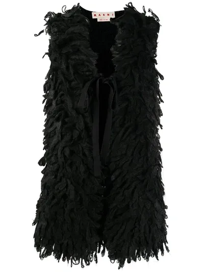 Marni Front-tie Knitted Vest In Black