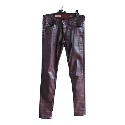 Pre-owned Ag Slim Jeans In Burgundy