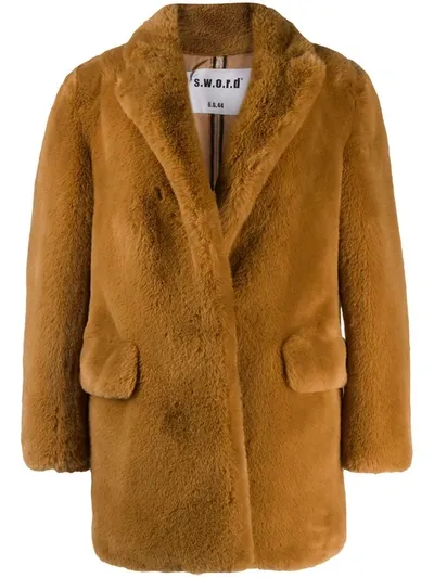 Sword 6.6.44 Faux Fur Coat In Brown