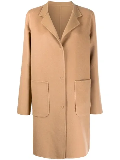 Manzoni 24 Midi Single Breasted Coat In Neutrals