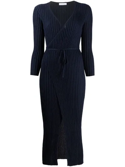 Antonella Rizza Ribbed-knit Wrap Dress In Blue