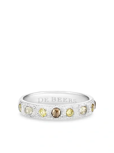 De Beers 18kt White Gold Talisman Diamond Band Ring In Silver