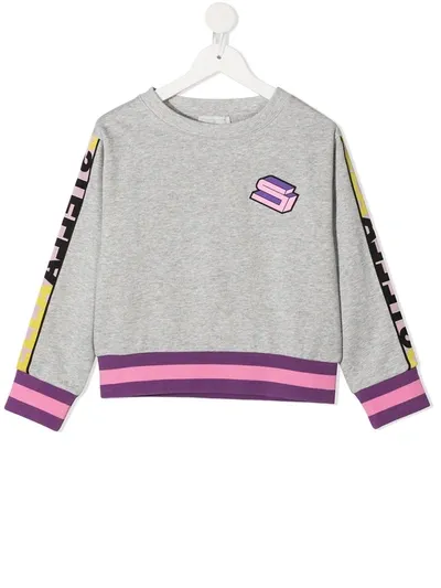 Stella Mccartney Kids' Logo-stripe Sweatshirt In Grey