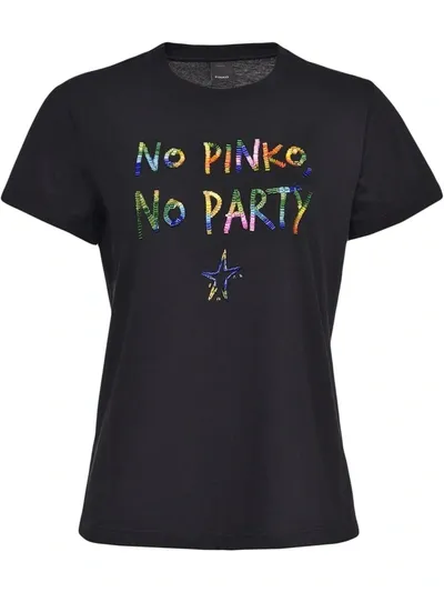 Pinko No , No Party T-shirt In Black