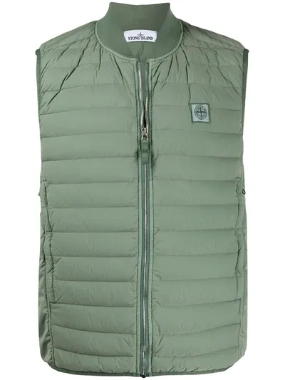 Stone Island Padded Down Gilet In Green