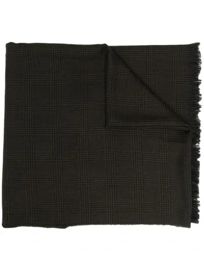 Tom Ford Check-print Wool Scarf In Green