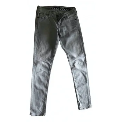 Pre-owned Guess Grey Cotton - Elasthane Jeans