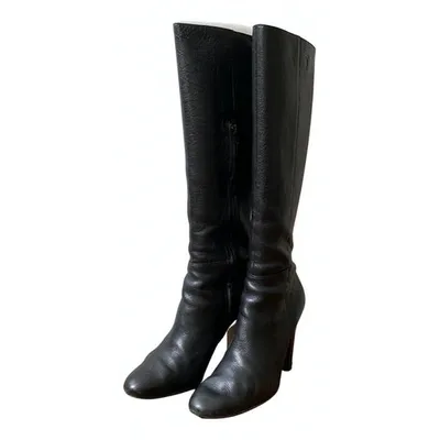 Pre-owned Trussardi Leather Boots In Black