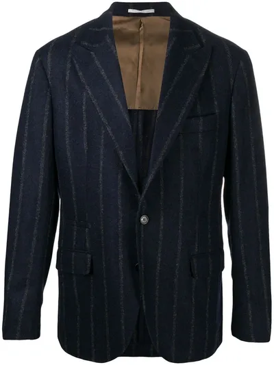 Brunello Cucinelli Stripe Blazer Jacket In Blue