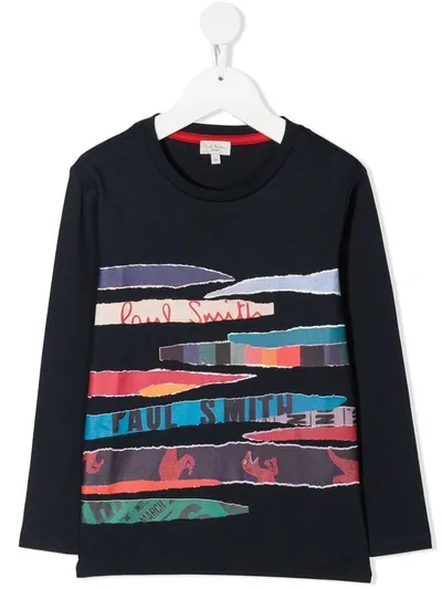 Paul Smith Junior Kids' Graphic Print T-shirt In Blue