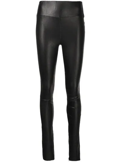 Sprwmn Zip-detailed Leather Leggings In Black