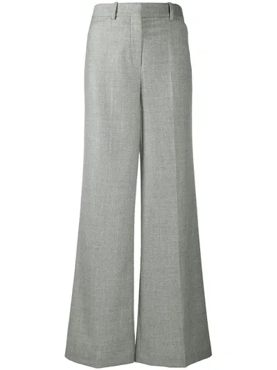 Theory High-rise Wide-leg Trousers In Grey