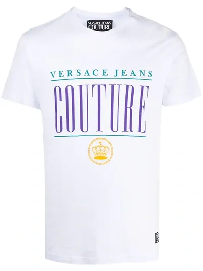 Versace Jeans Couture Logo Print Short-sleeved T-shirt In White