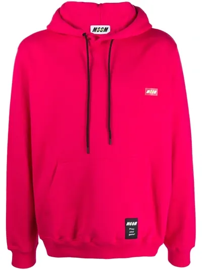 Msgm Logo Patch Hoodie In Pink