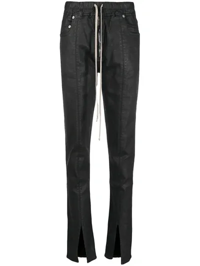 Rick Owens Drkshdw Split-hem Coated Drawstring Jeans In Black