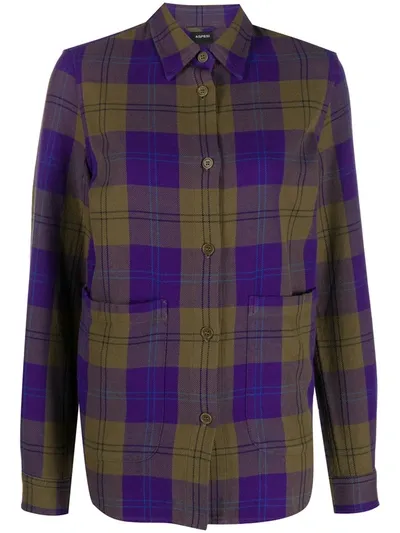 Aspesi Check Print Shirt In Purple