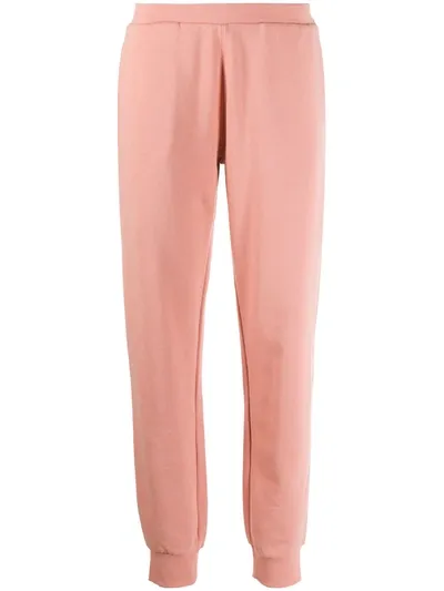 Emporio Armani Logo Print Cotton Track Pants In Pink