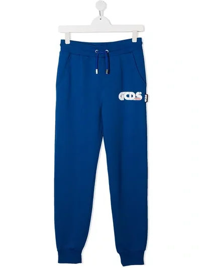 Gcds Teen Logo Print Tracksuit Bottoms In Blue