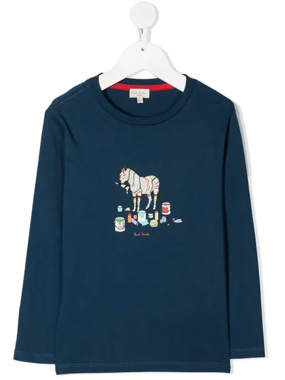 Paul Smith Junior Kids' Zebra Print Sweatshirt In Blue