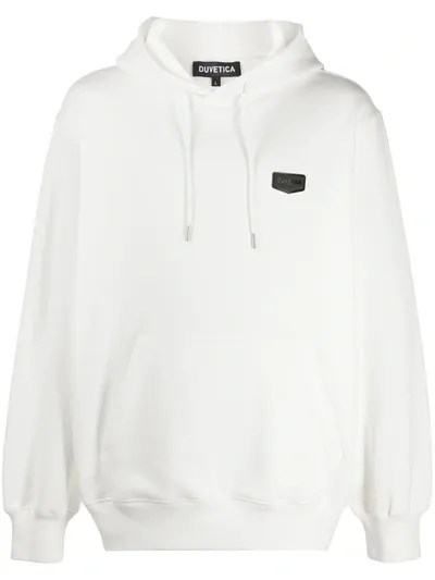 Duvetica Logo Plaque Hoodie In White