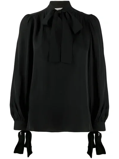 Michael Michael Kors Pussy-bow Blouse In Black