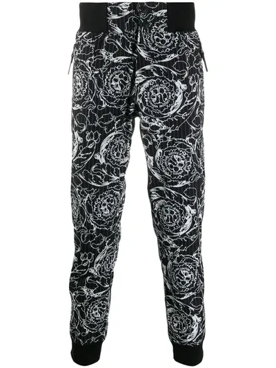 Versace Jeans Couture Baroque Print Trousers In Black