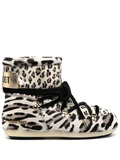 Moon Boot Leopard-print Snow Boots In White