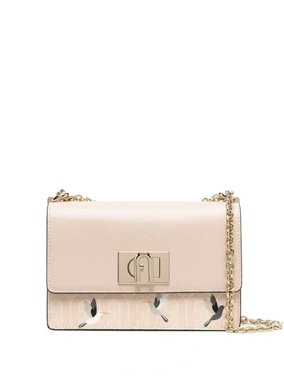 Furla Twist-lock Monogram Print Cross Body In Pink