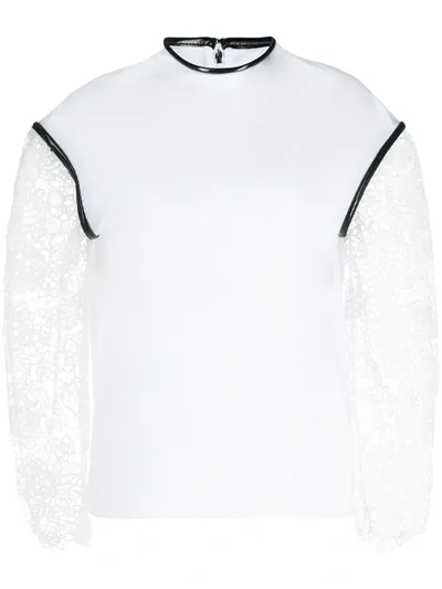 Christopher Kane Broderie Anglaise Sleeves Blouse In White