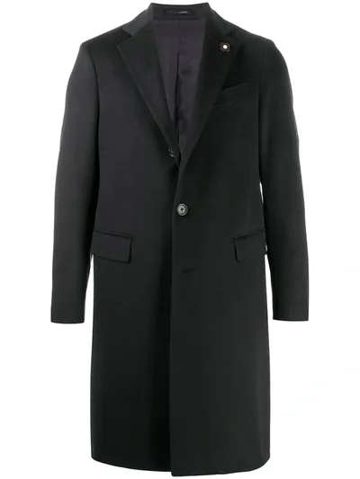 Lardini Single-breasted Tailored Coat In Blue