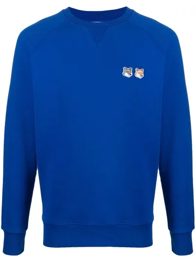 Maison Kitsuné Logo Patch Sweatshirt In Blue