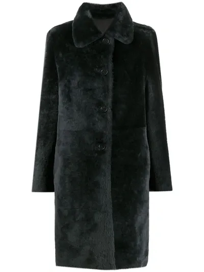 Desa 1972 Long-sleeved Shearling Coat In Grey