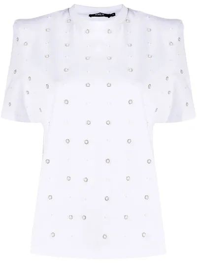 Amen Floral Embellished T-shirt In Bianco Ottico