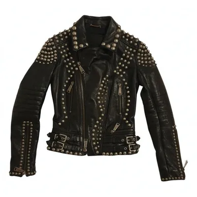 Pre-owned Philipp Plein Leather Biker Jacket In Black