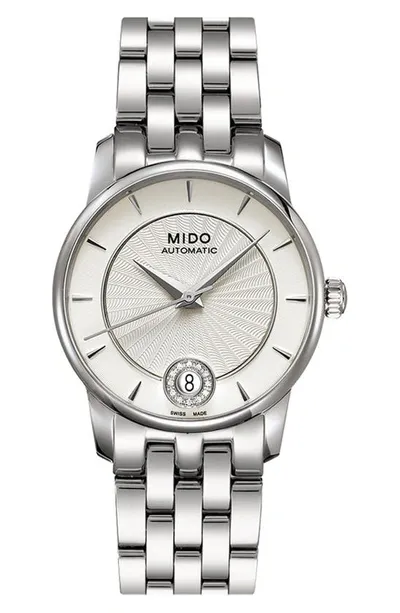 Mido Baroncelli Diamond Automatic Bracelet Watch, 33mm In Silver