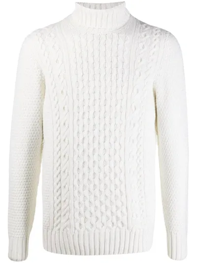 Drumohr Cable-knit Roll Neck Jumper In White