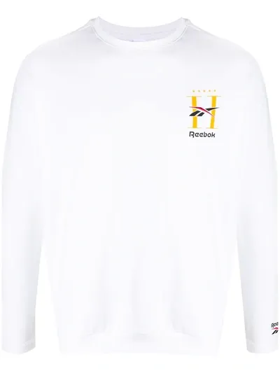 Reebok Logo-print Long-sleeve Sweatshirt In White