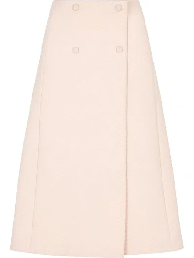 Fendi Quilted-finish A-line Midi Skirt In Pink