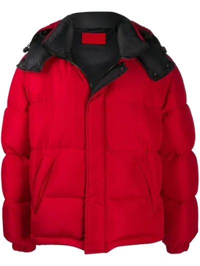 Msgm Reversible Down Jacket In Red And Black