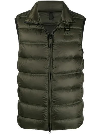 Blauer Zipped Padded Gilet In Green