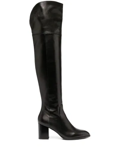 Stuart Weitzman Pointed Knee Length Boots In Black