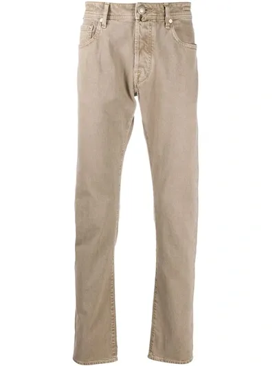 Jacob Cohen Straight Leg Washed Trousers In Neutrals