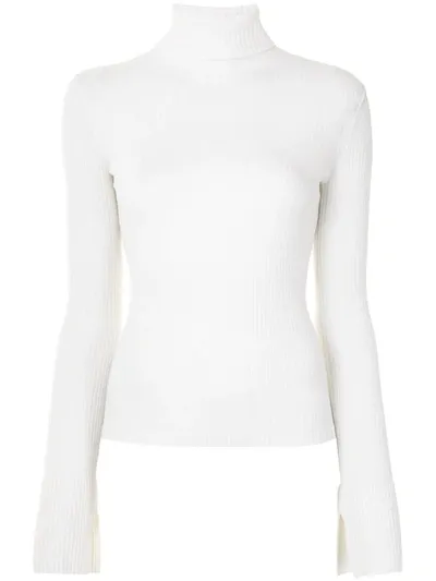 Mrz Ribbed Rollneck Jumper In White