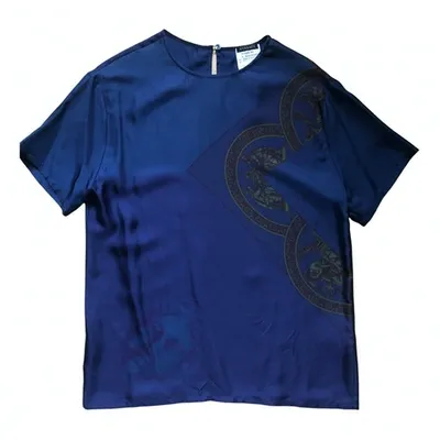 Pre-owned Versace Silk Blouse In Blue